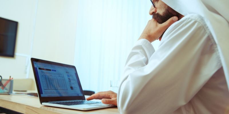 Man working on a laptop