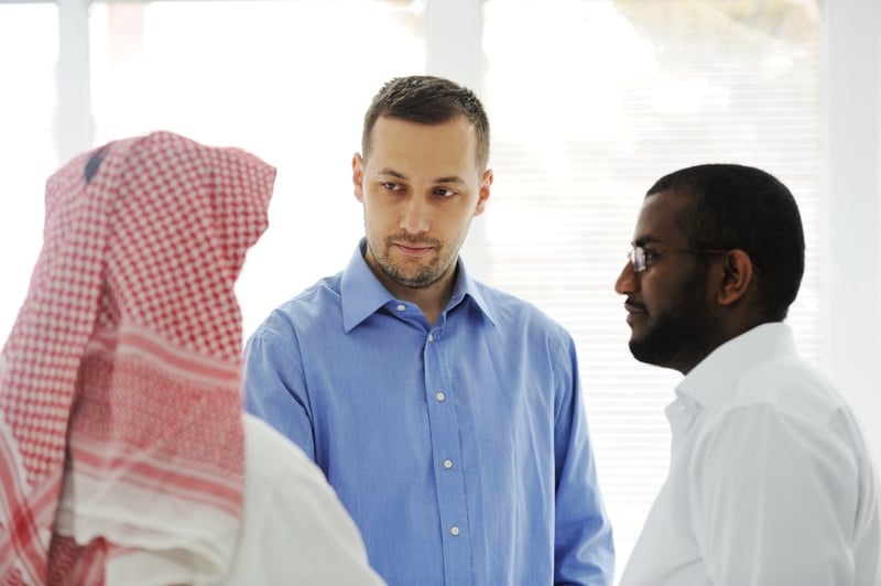 Business people different cultures and races talking