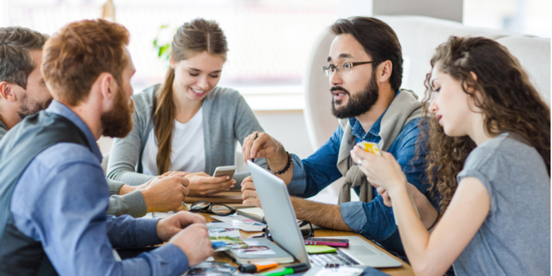 A team working together at a desk