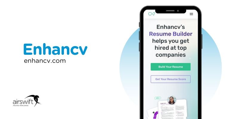 Enhancv’s Resume Builder on a smartphone, crafting better resumes
