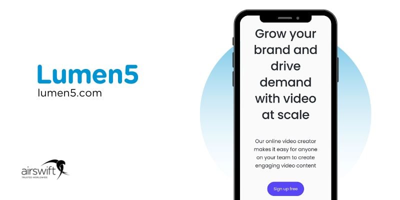 Lumen5 on a smartphone, video creation for brand growth