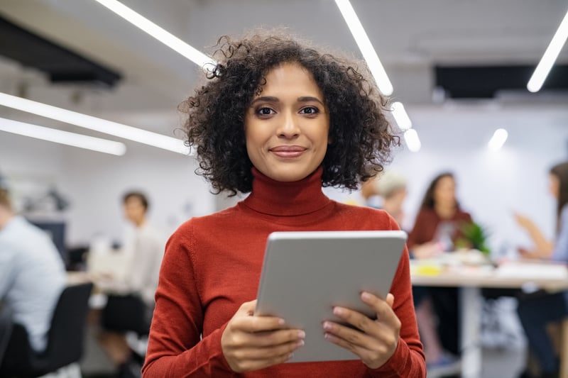 Woman working in an office in Brazil