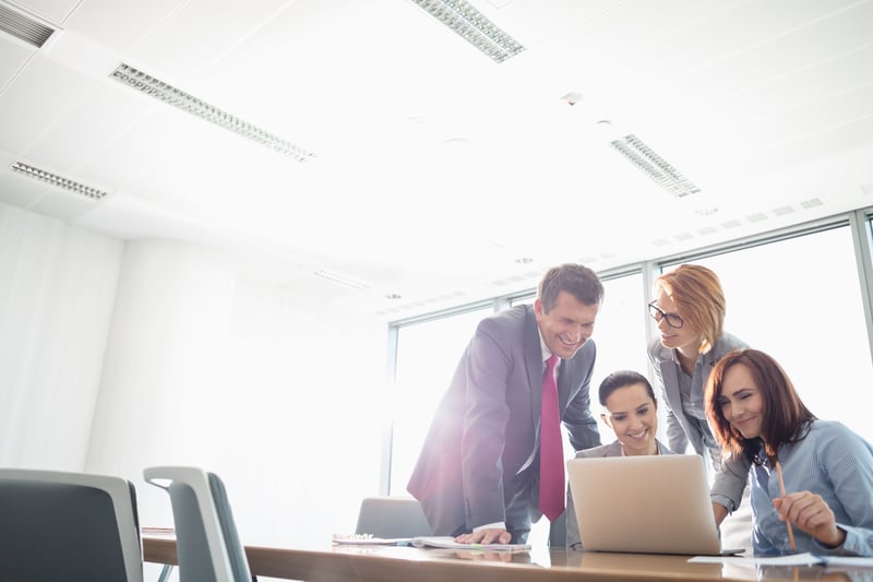 A group of colleagues in a business meeting