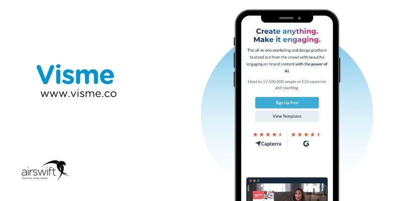 Vismes engaging content creation tool displayed on a phone