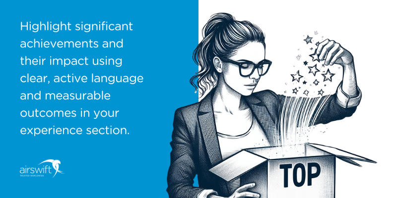 Highlight achievements using clear, measurable outcomes on LinkedIn.