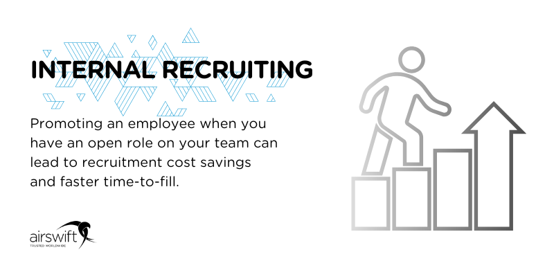 Internal recruiting - Promoting an employee when you have an open role on your team can lead to recruitment cost savings and faster time-to-fill.
