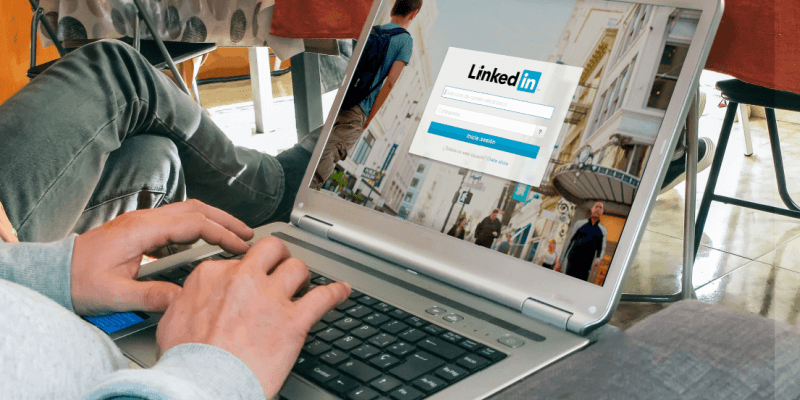 LinkedIn login page in a laptop screen
