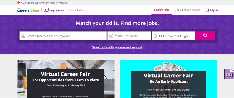 mycareersfuture landing page